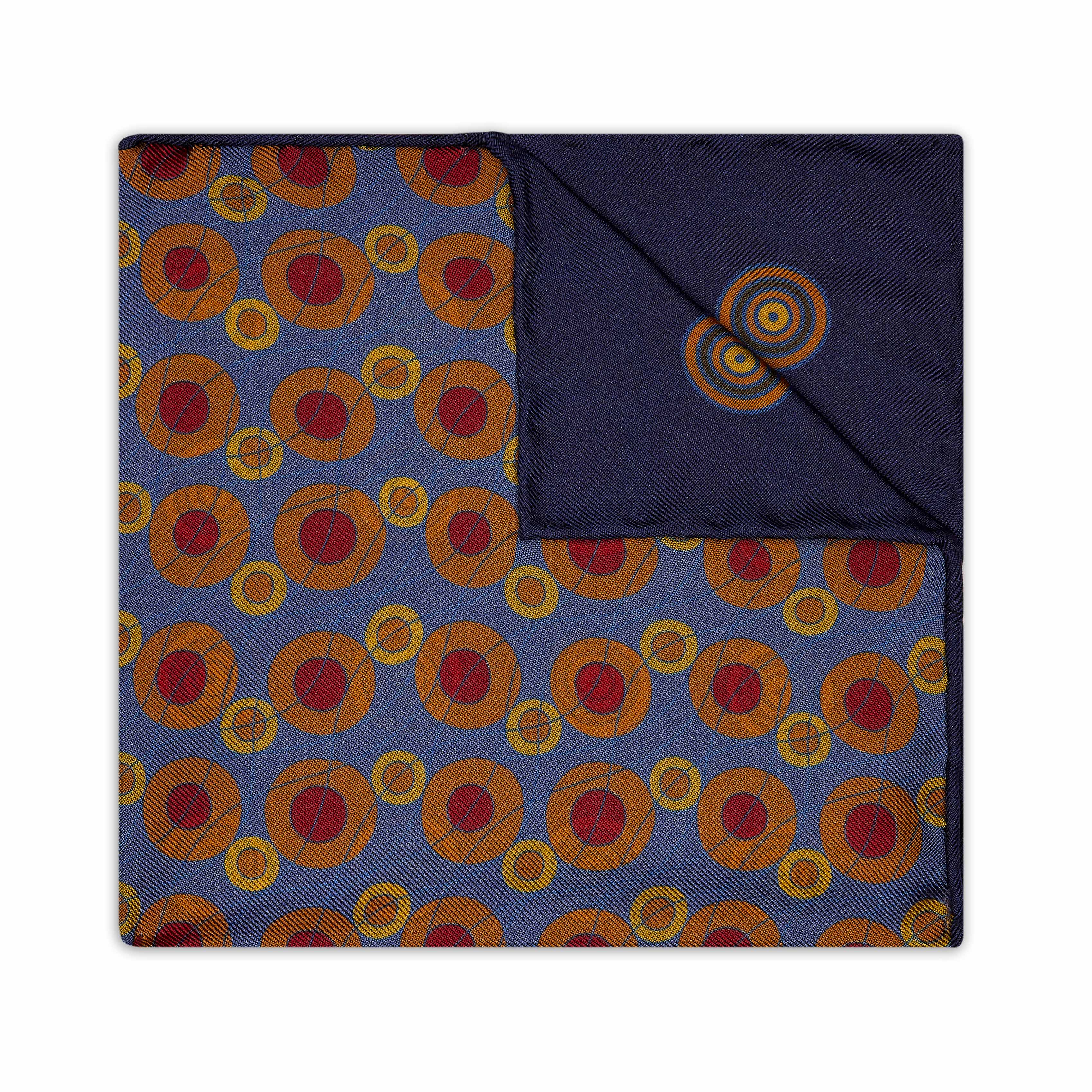 Abstract Target Motif Silk Pocket Square in Navy - Image 2