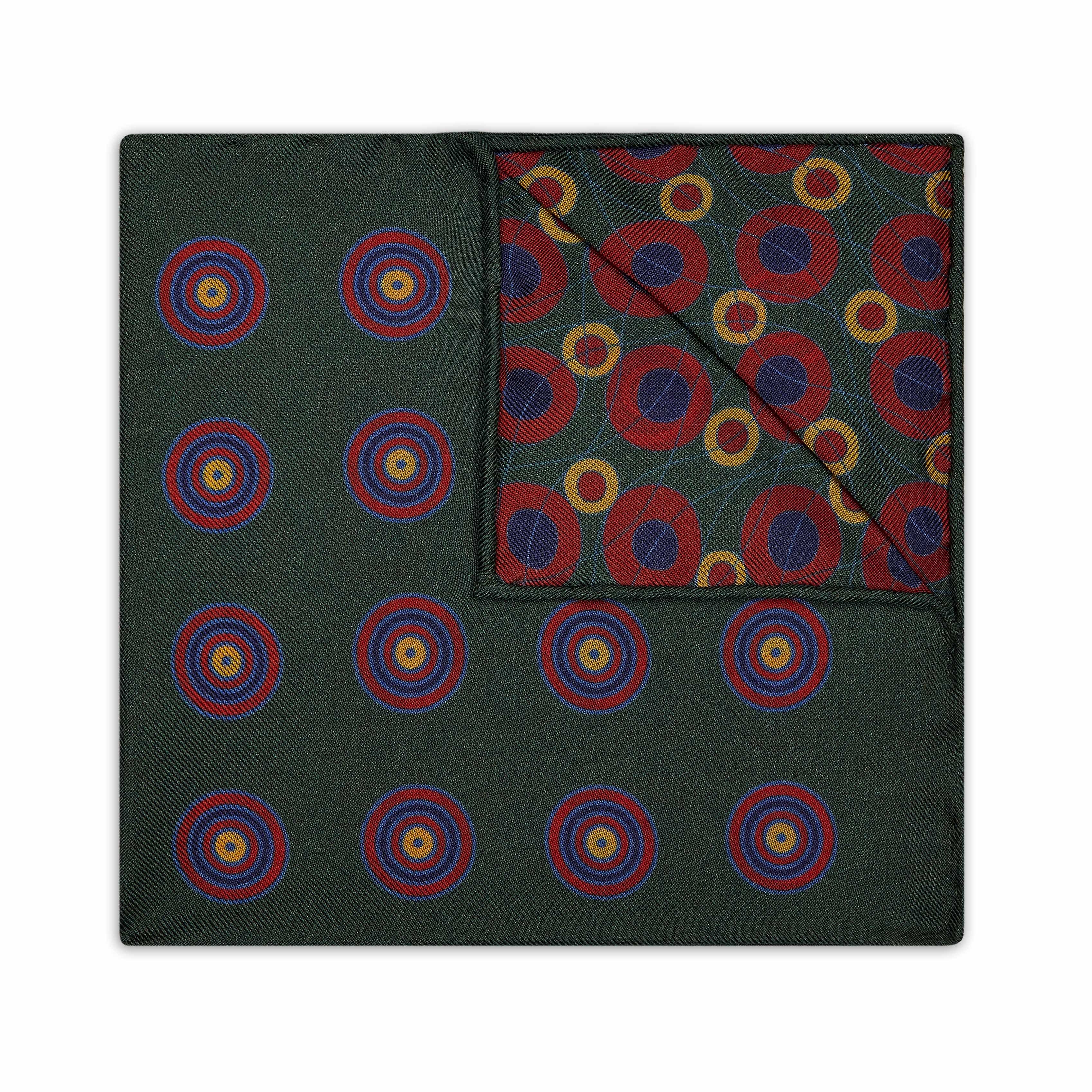 Abstract Target Motif Silk Pocket Square in Yew