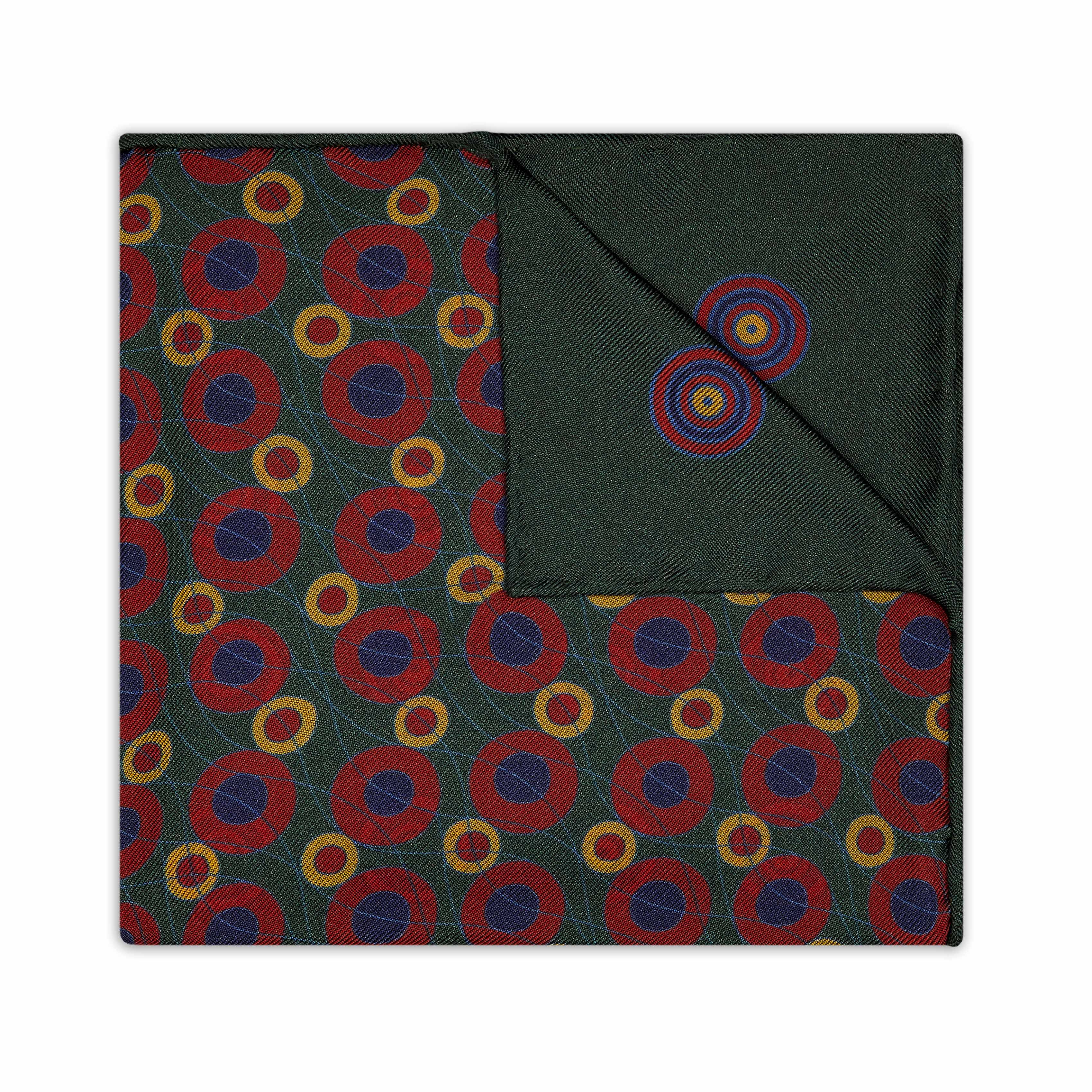 Abstract Target Motif Silk Pocket Square in Yew - Image 2