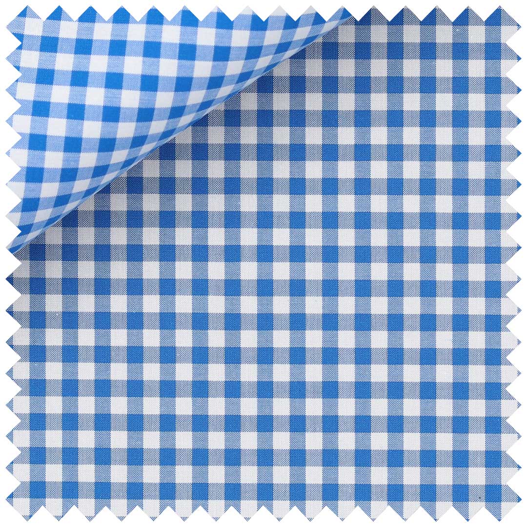 Azzure Blue Mercerised Zephir Check - Image 2