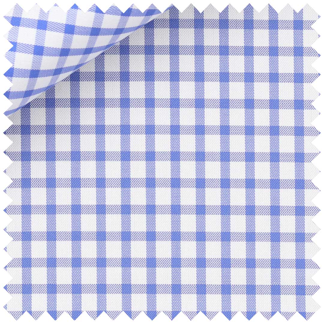 Blue and White Cotton Twill Check - Image 2
