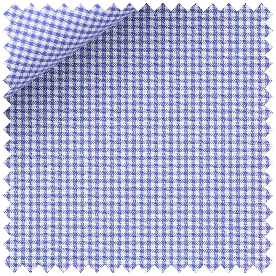 Blue and White Simple Cotton Twill Check - Image 2