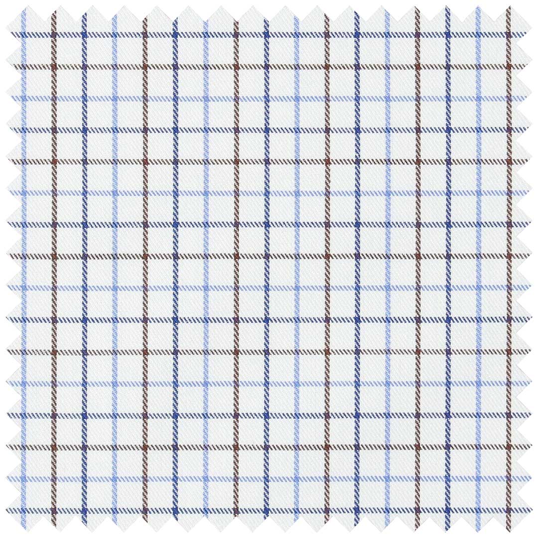 Blue Brown Multi Check Cotton Twill
