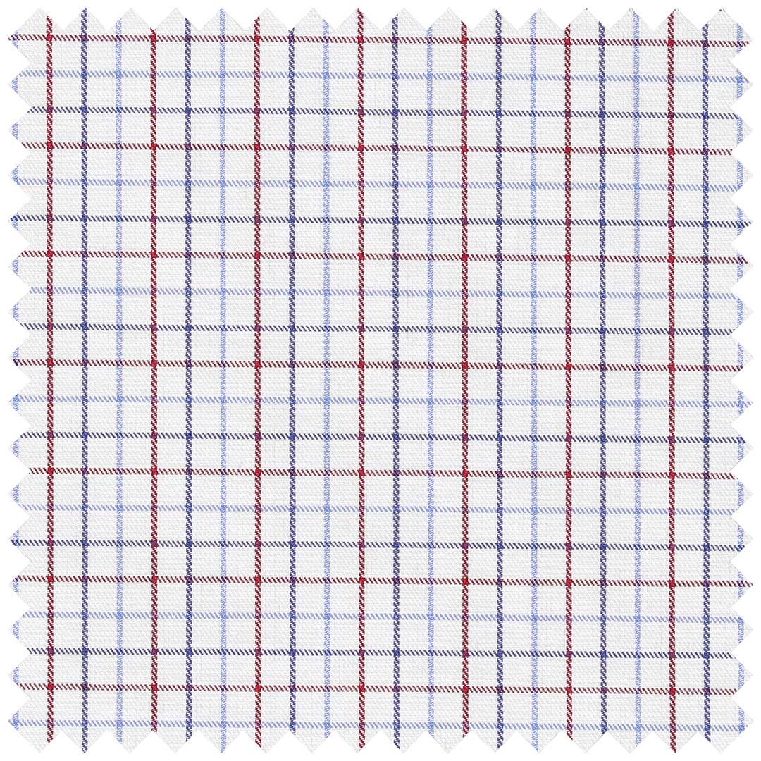 Blue Red Multi Check Cotton Twill