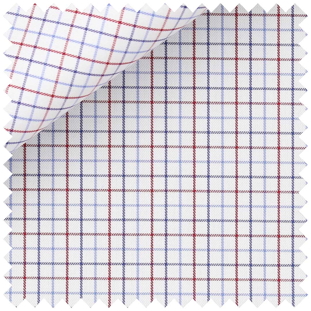 Blue Red Multi Check Cotton Twill - Image 2