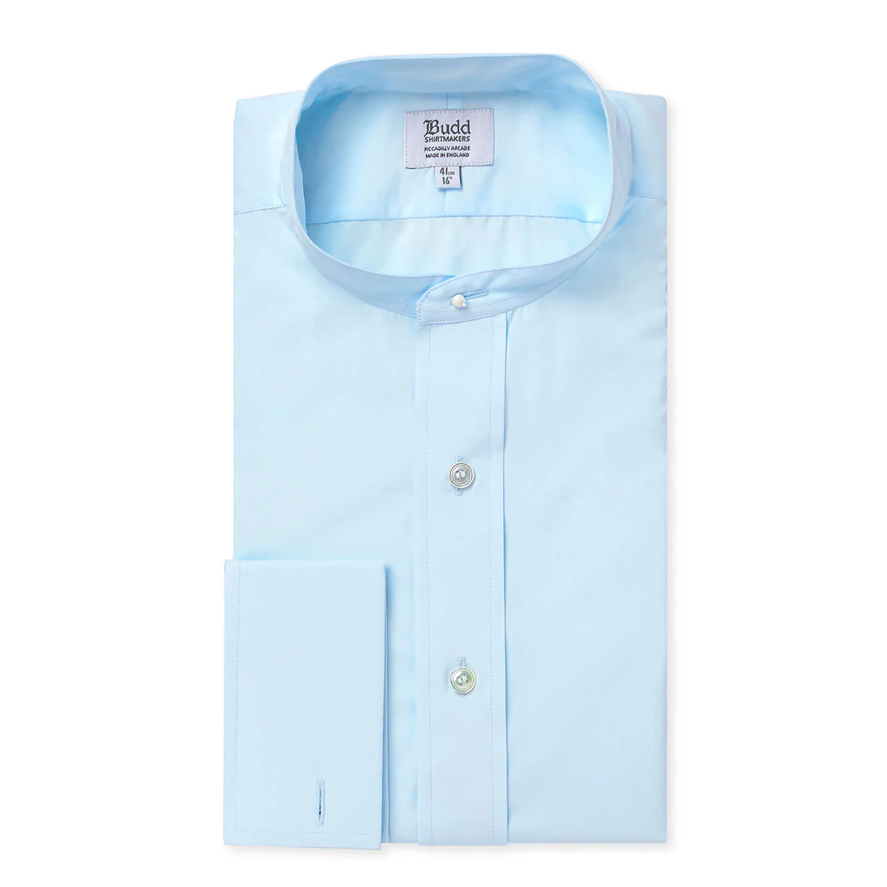 Blue Tailored Neckband Poplin Shirt - Image 12