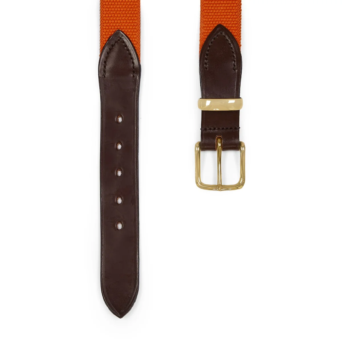 Bridle Leather Webbing Belt in Orange - Image 2