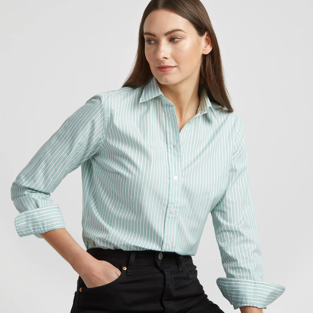 Buddette Exclusive Budd Stripe Shirt in Mint - Image 3