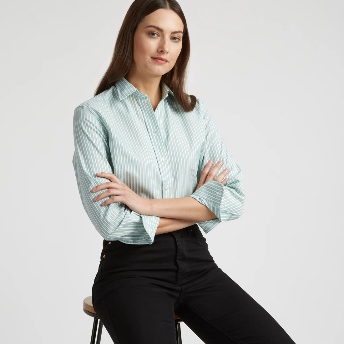 Buddette Exclusive Budd Stripe Shirt in Mint - Image 5