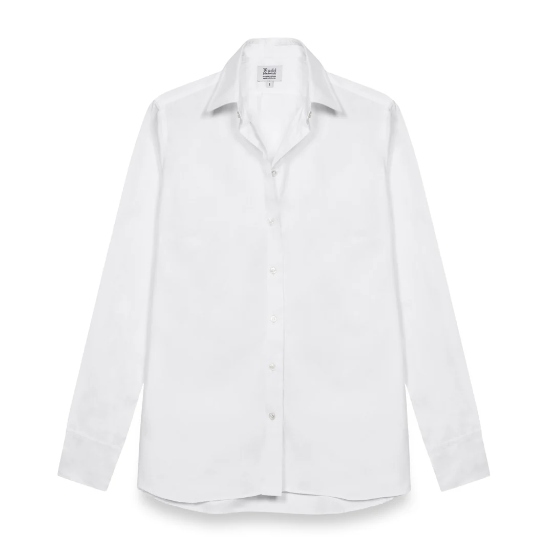 Buddette Poplin Button Cuff Shirt in White