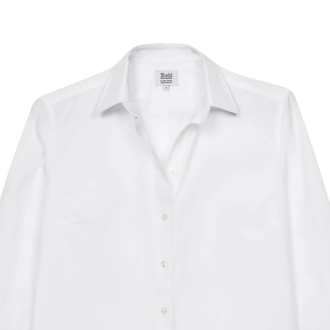 Buddette Poplin Double Cuff Shirt in White - Image 2