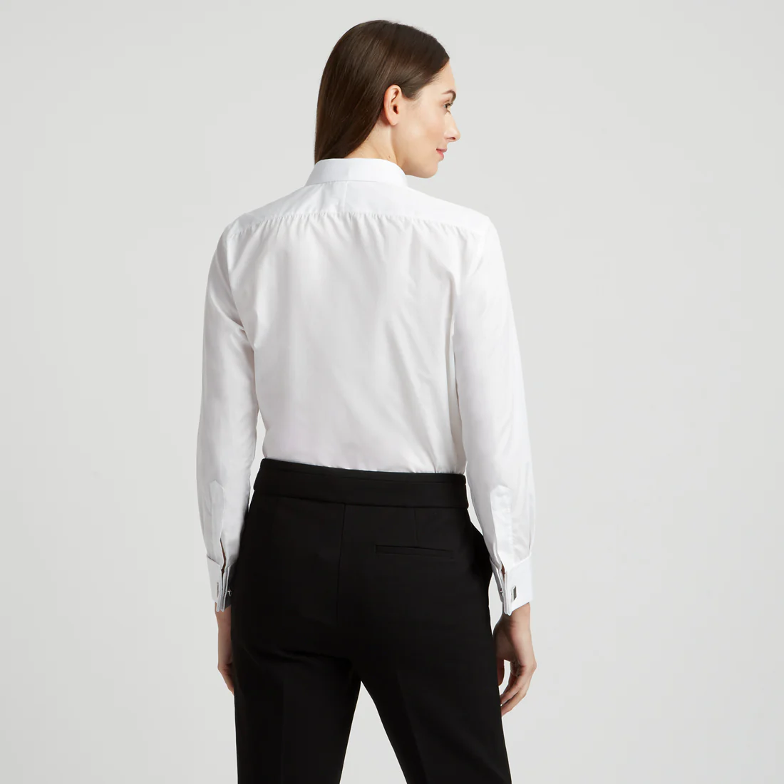 Buddette Poplin Double Cuff Shirt in White - Image 7