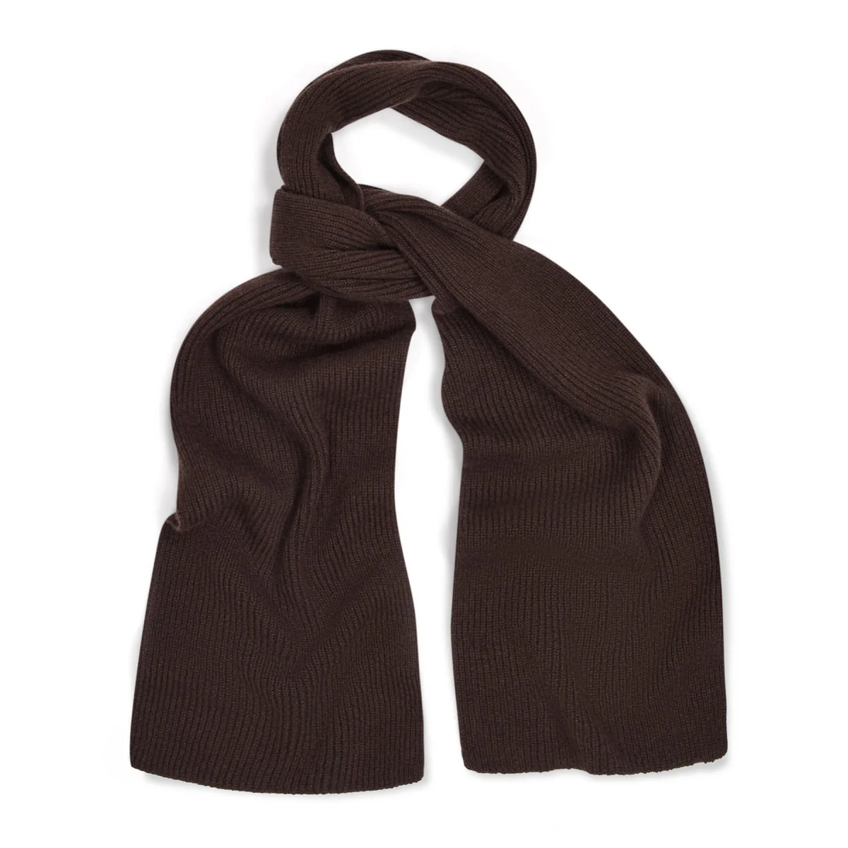 Scottish Cashmere 3 Ply Ribbed Scarf in Ebony