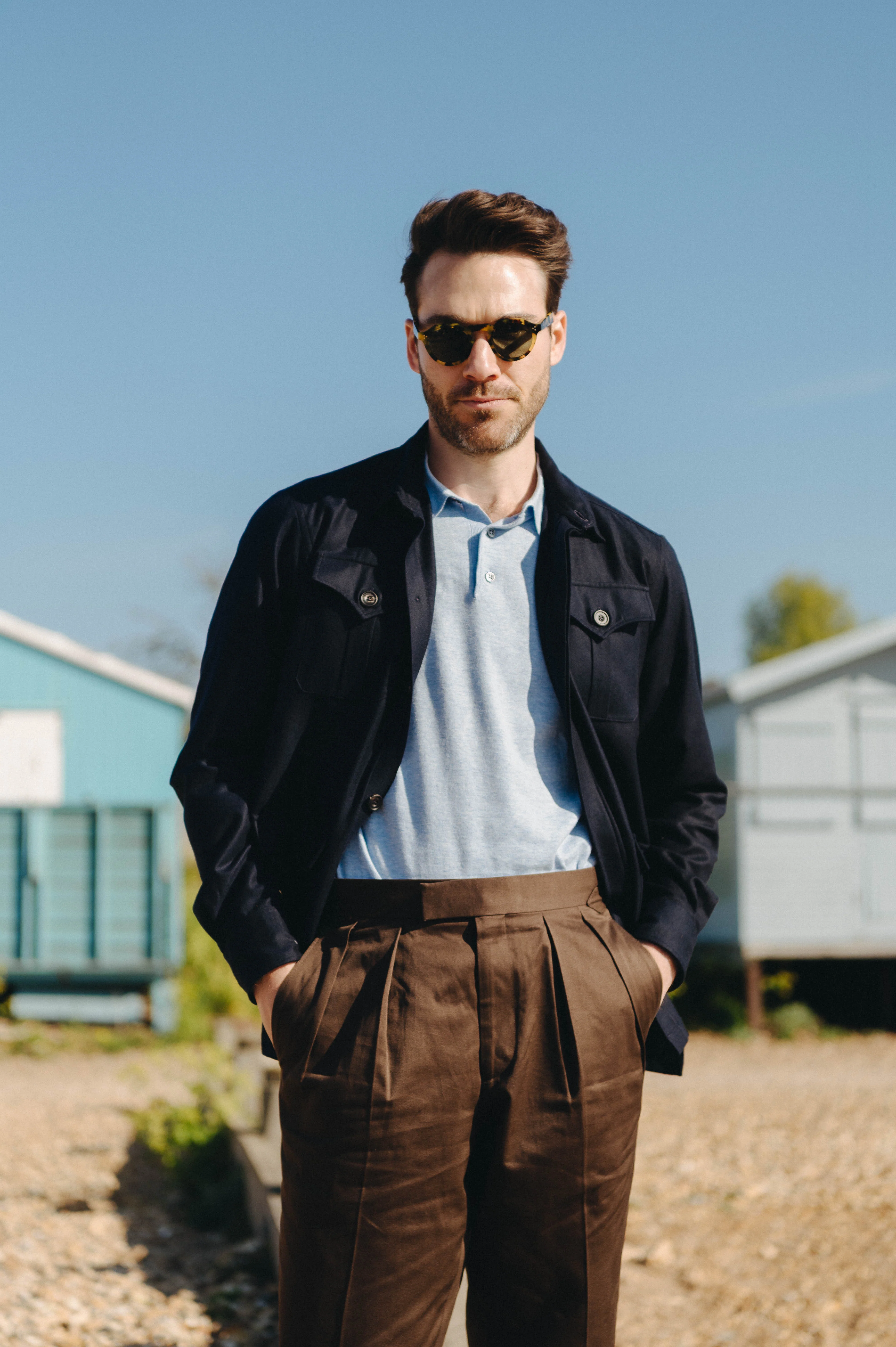 Pure Cashmere Safari Jacket in Navy - Image 5