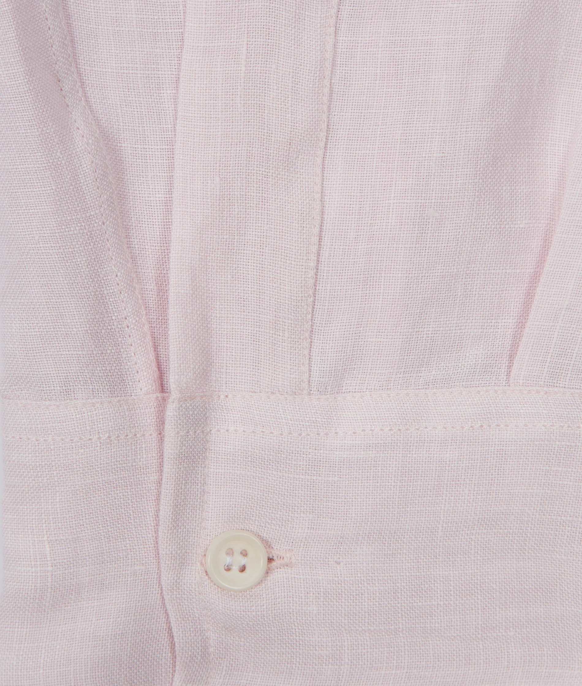 Casual Fit Plain Linen Button Cuff Shirt in Pink - Image 3