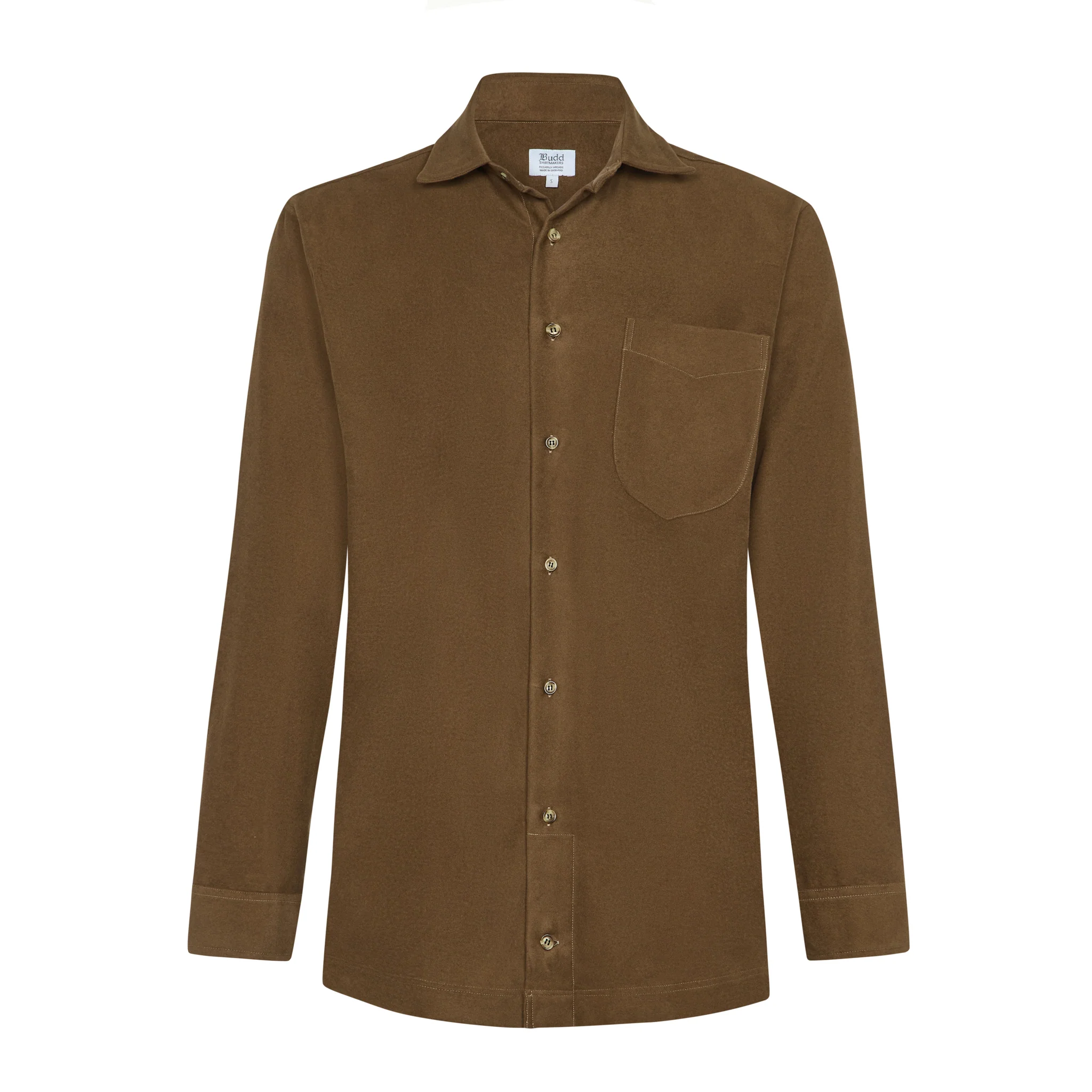 Casual Fit Moleskin Overshirt in Brown - Image 3