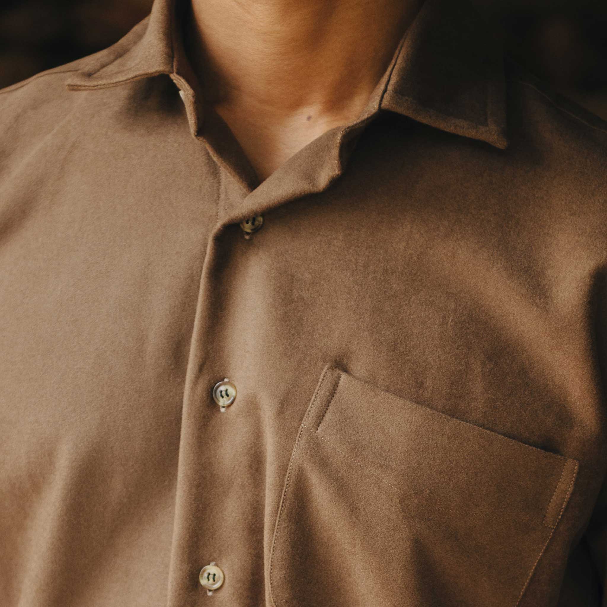 Casual Fit Moleskin Overshirt in Brown - Image 4