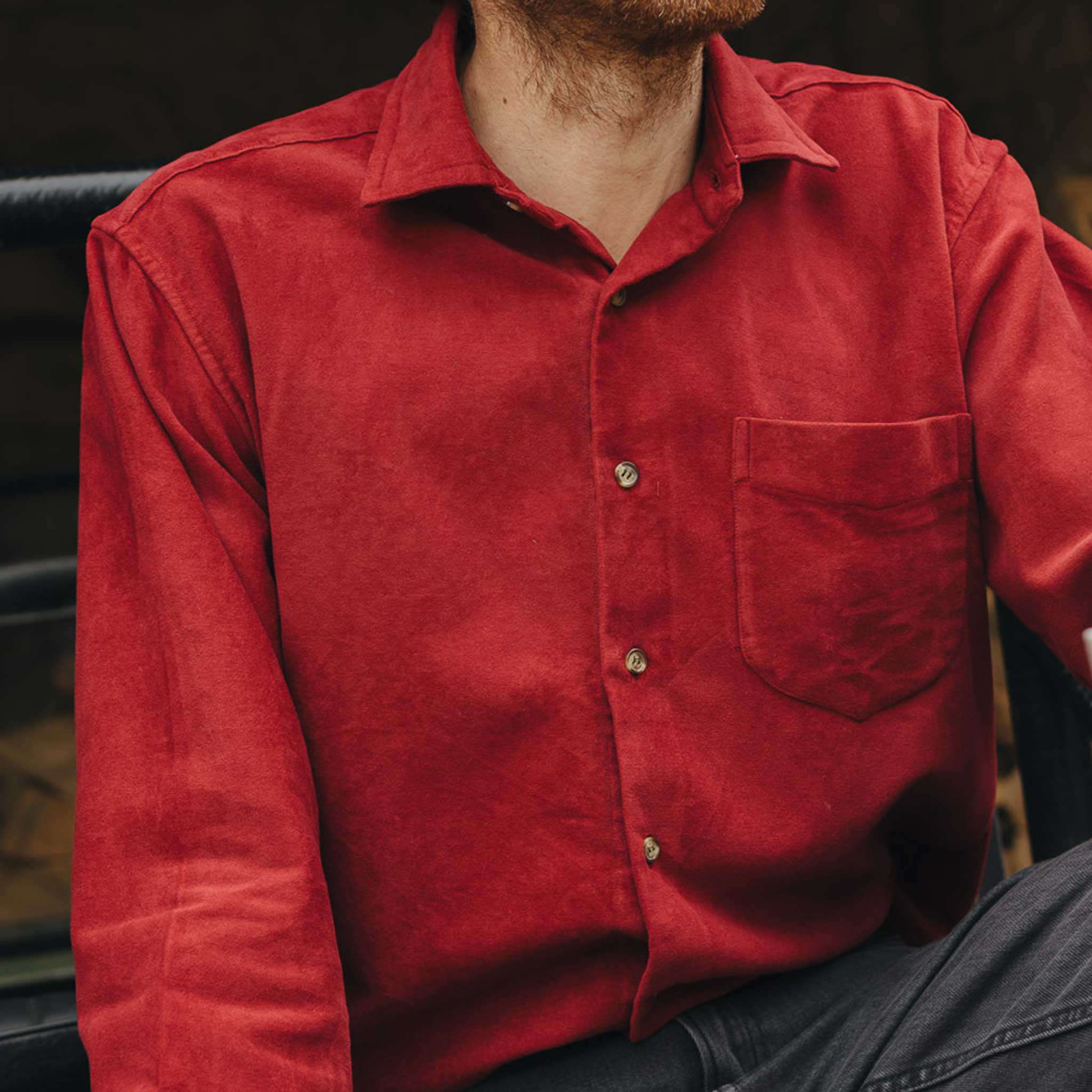 Casual Fit Moleskin Overshirt in Wine - Image 6