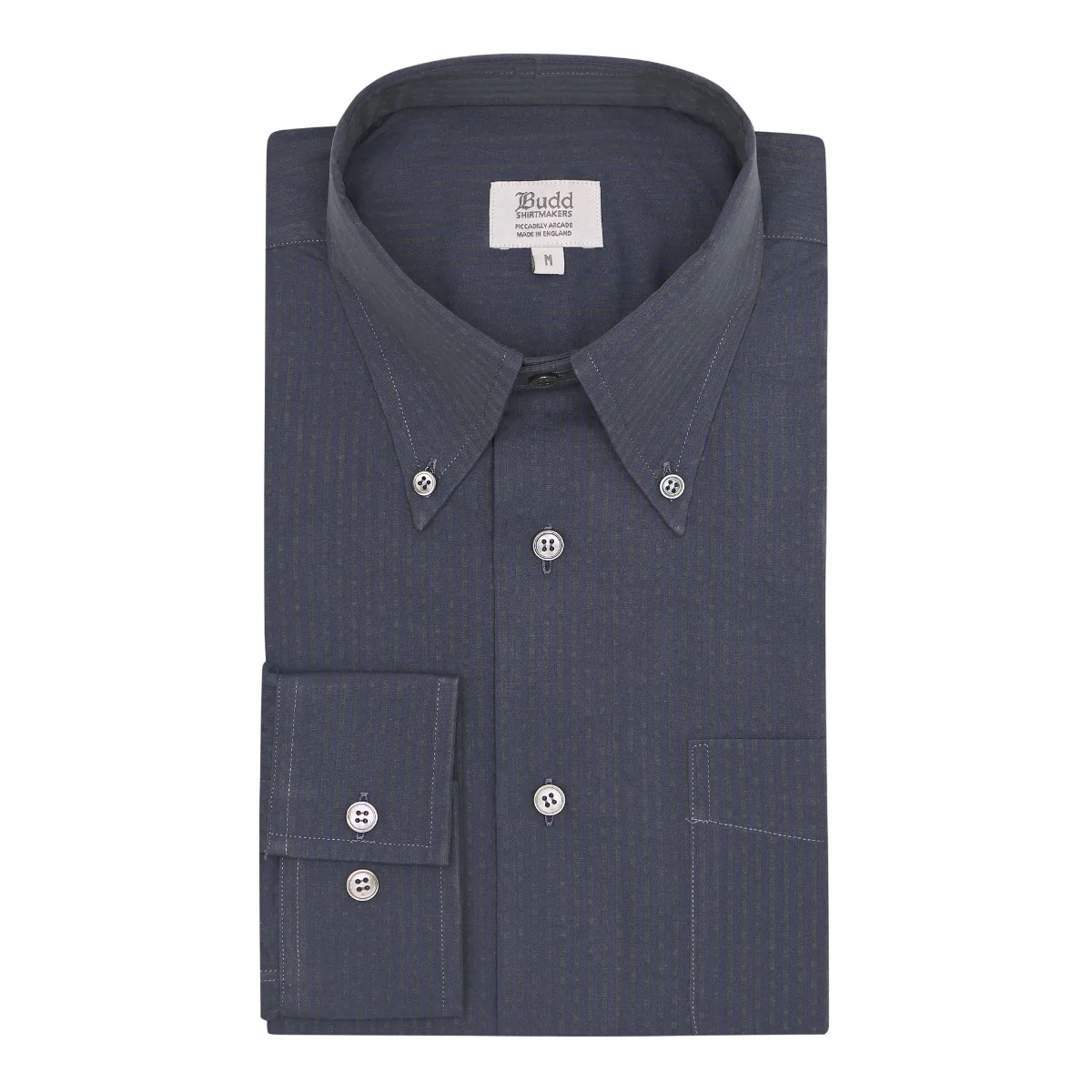 Casual Fit Seersucker Button Cuff Shirt in Navy