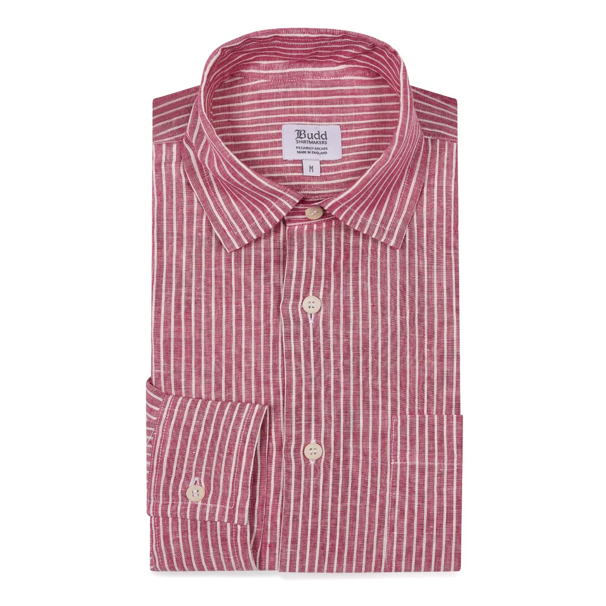 Casual Stripe Linen Shirt in Red and White