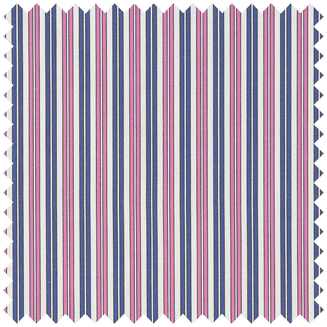 Cerise and blue doube stripe poplin