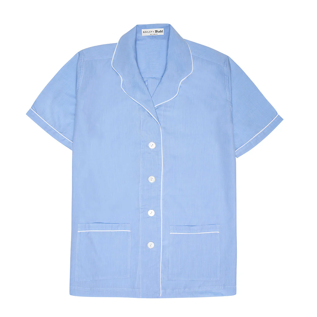 Charlie Plain Cotton Pyjama Short Set in Sky Blue - Image 5
