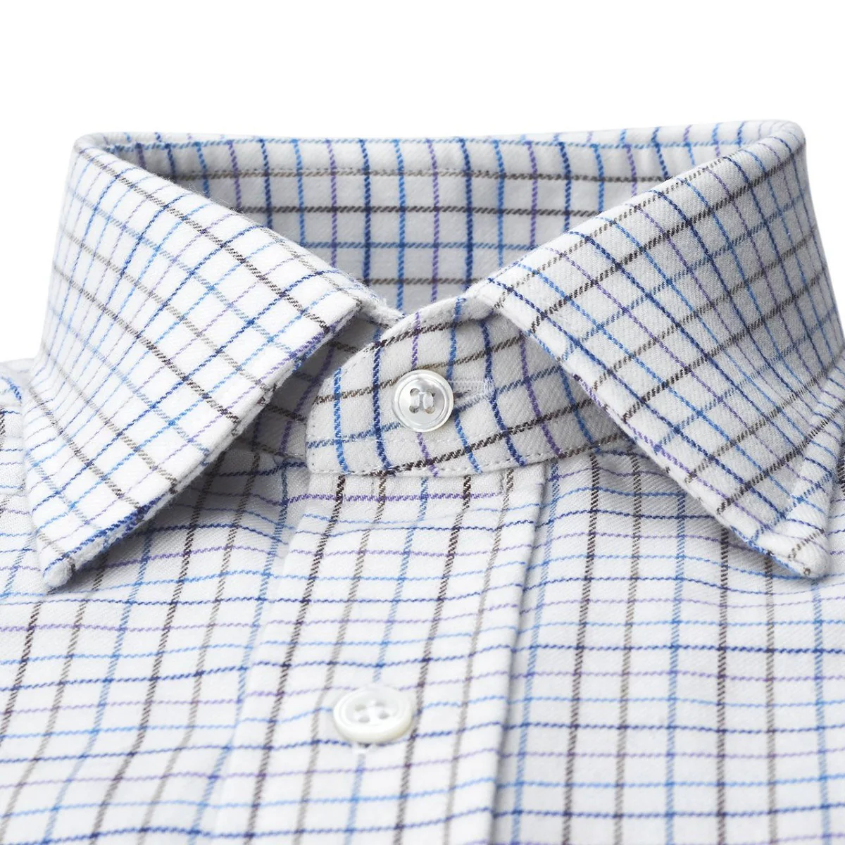 Check Cotton and Cashmere in Lilac and Blue - Image 4