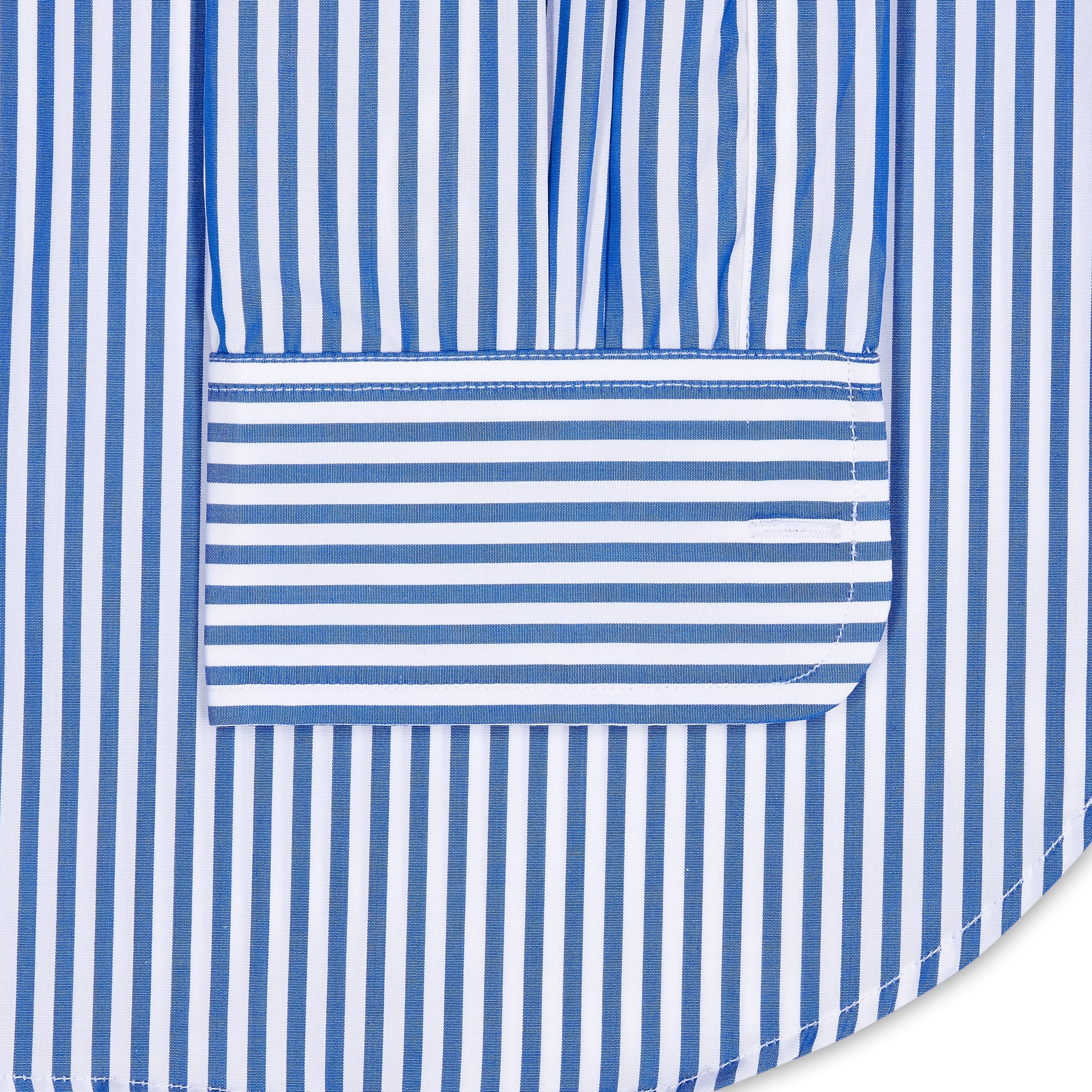 Classic Fit Block Stripe Poplin Button Cuff Shirt in Royal Blue - Image 3