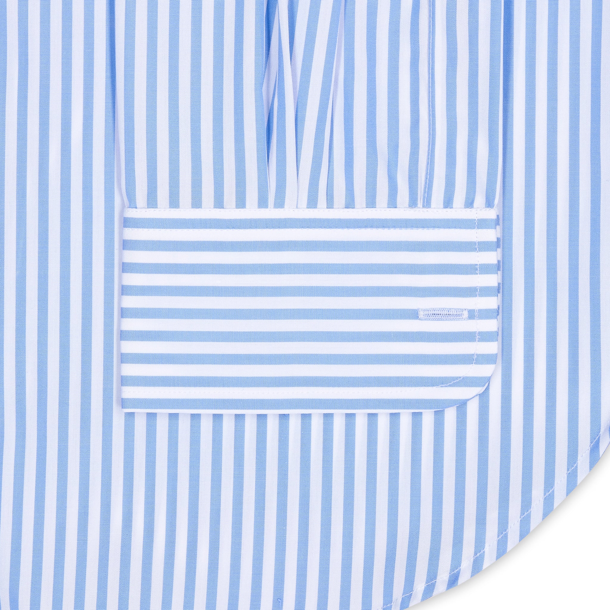Classic Fit Block Stripe Poplin Button Cuff Shirt in Sky Blue - Image 3