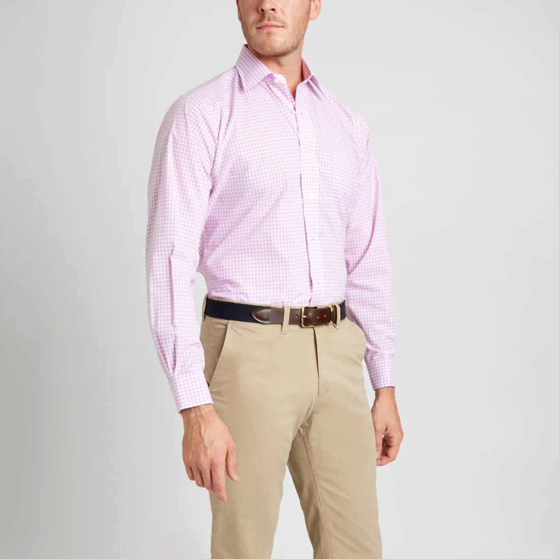 Classic Fit Check Zephyr Button Cuff Shirt in Lilac - Image 7