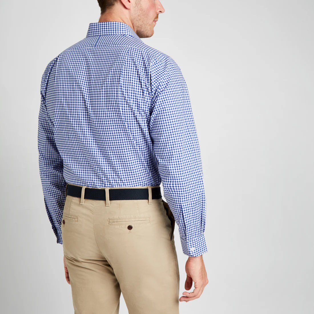 Classic Fit Check Zephyr Button Cuff Shirt in Royal - Image 4