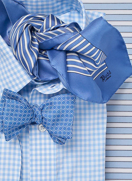 Classic Fit Check Zephyr Button Cuff Shirt in Sky Blue - Image 5