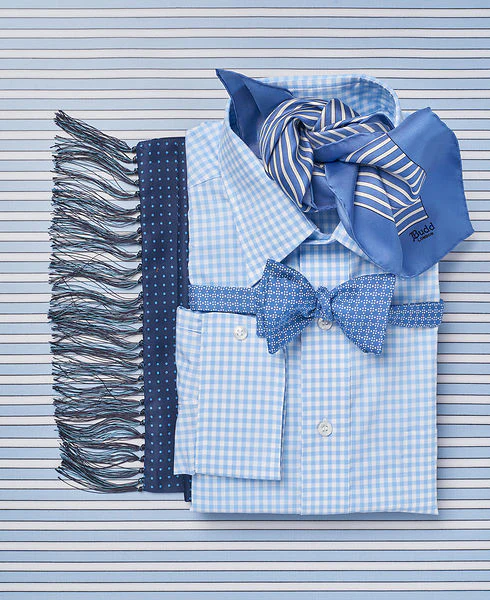 Classic Fit Check Zephyr Button Cuff Shirt in Sky Blue - Image 6