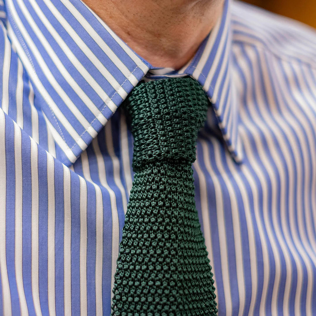 Classic Fit Exclusive Budd Stripe Double Cuff Shirt in Edwardian Blue - Image 5
