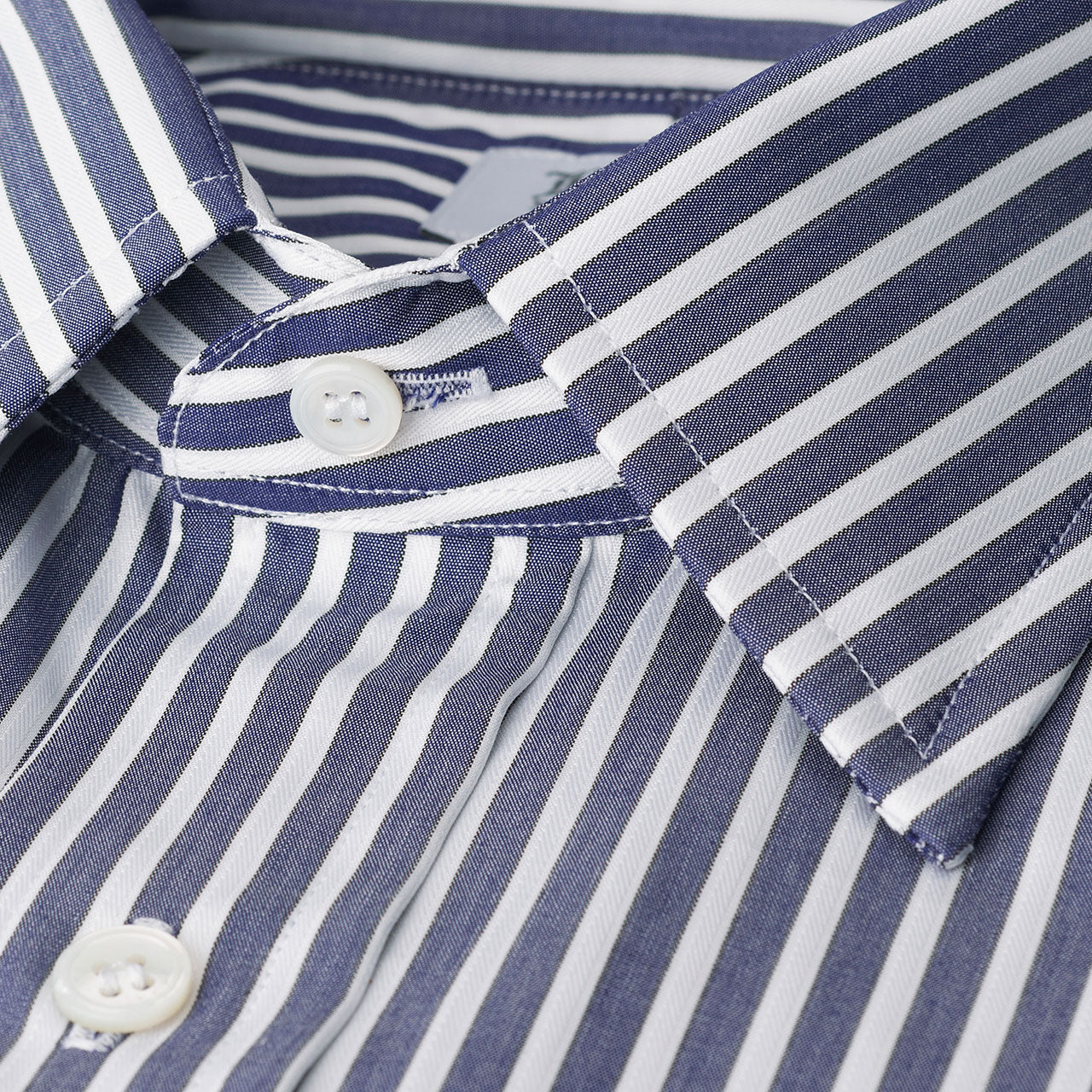 Classic Fit Exclusive Budd Stripe Double Cuff Shirt in Navy - Image 3