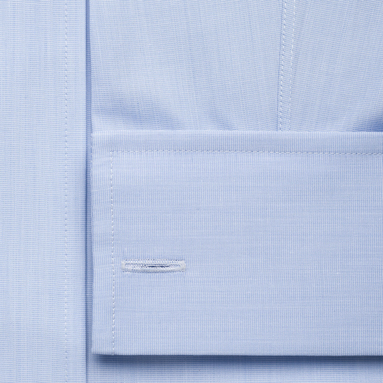 Classic Fit Exclusive End on End Sea Island Cotton Double Cuff in Sky Blue - Image 2