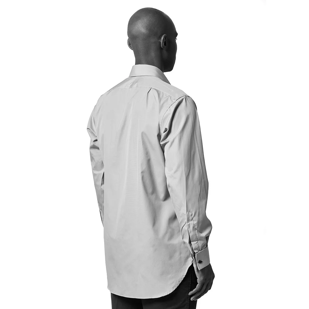 Classic Fit Exclusive End on End Sea Island Cotton Double Cuff in Sky Blue - Image 4