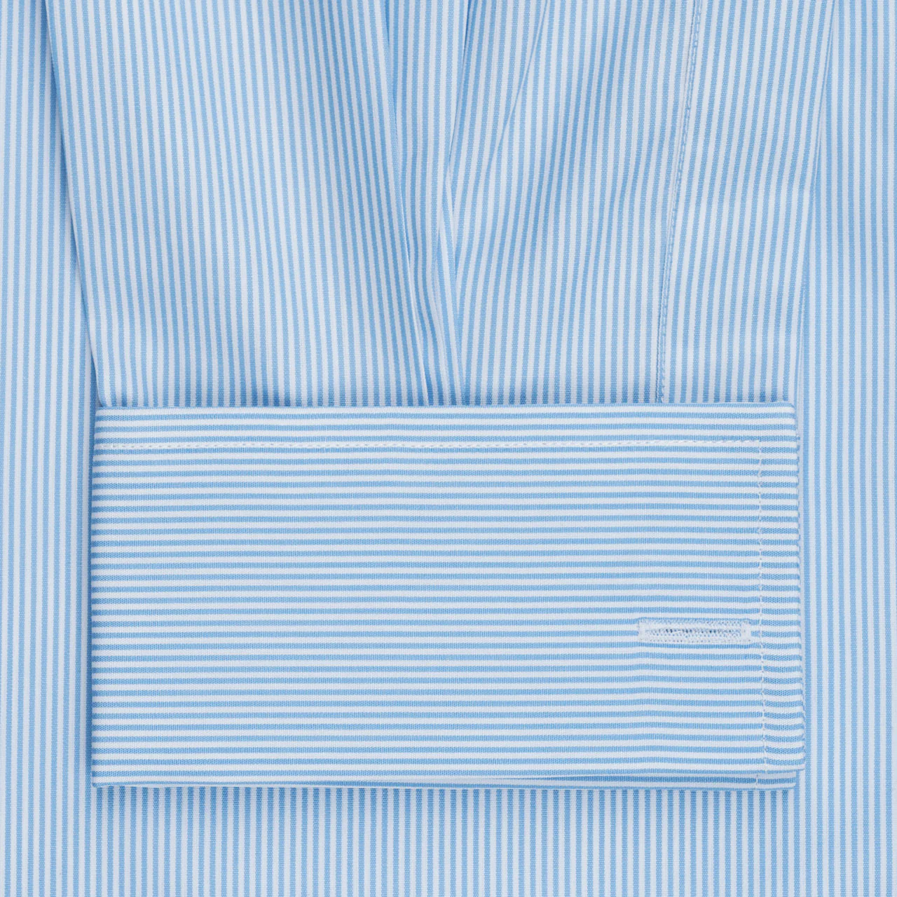 Classic Fit Neat Stripe Poplin Double Cuff Shirt in Sky Blue - Image 3