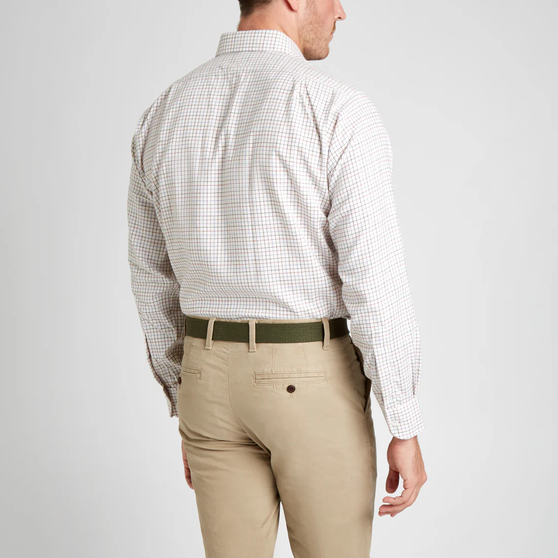 Classic Fit Petworth Check Cashmere and Cotton Shirt in Red - Image 3