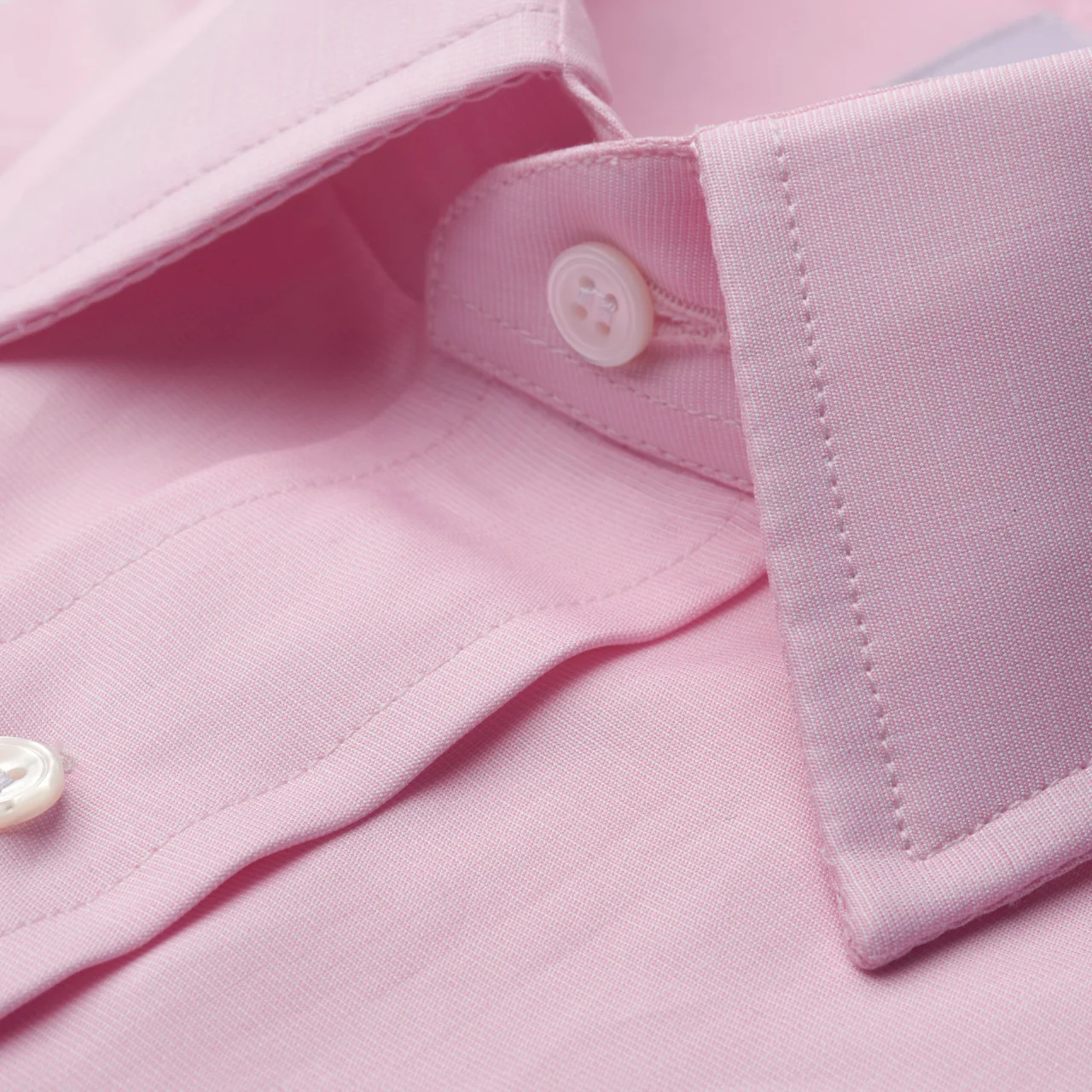 Classic Fit Plain End on End Double Cuff Shirt in Pink - Image 2