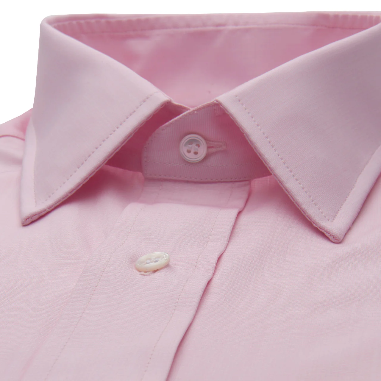 Classic Fit Plain End on End Double Cuff Shirt in Pink - Image 3