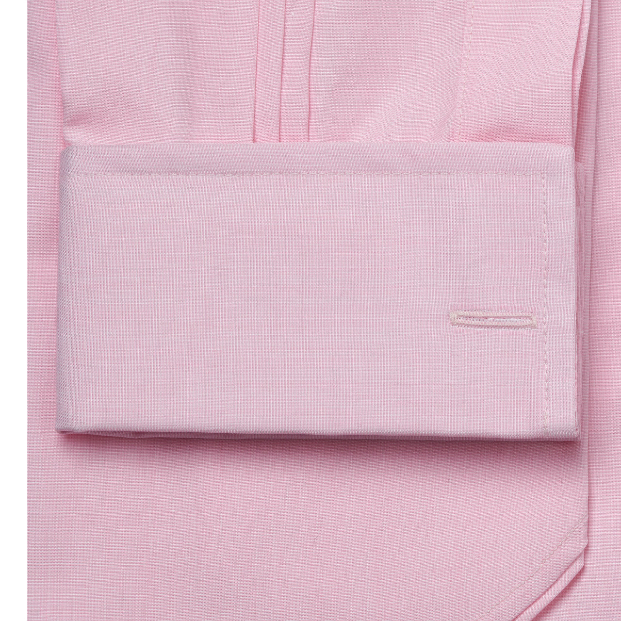 Classic Fit Plain End on End Double Cuff Shirt in Pink - Image 4