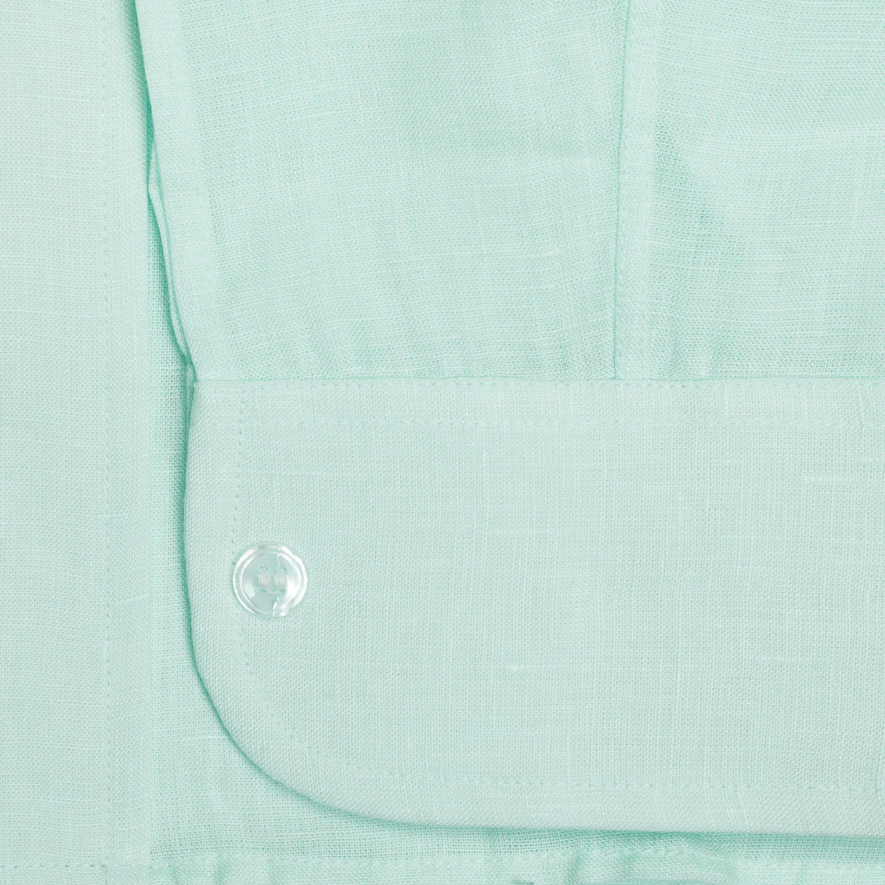 Classic Fit Plain Linen Button Cuff Shirt in Mint - Image 2