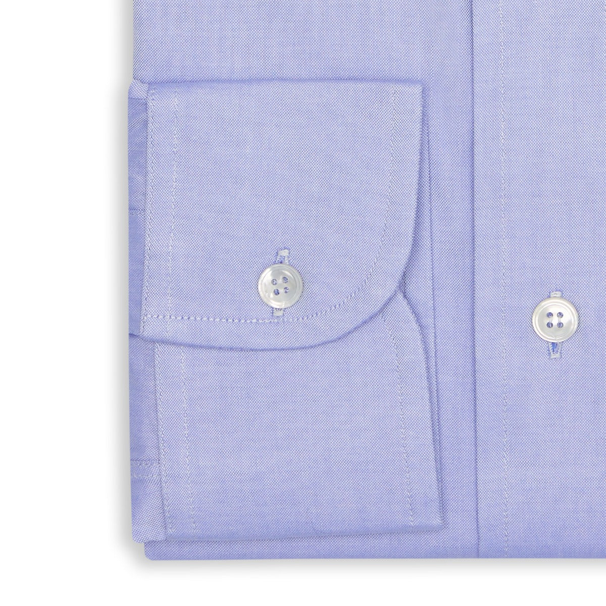 Classic Fit Plain Pinpoint Oxford Button Cuff Shirt in Blue - Image 3