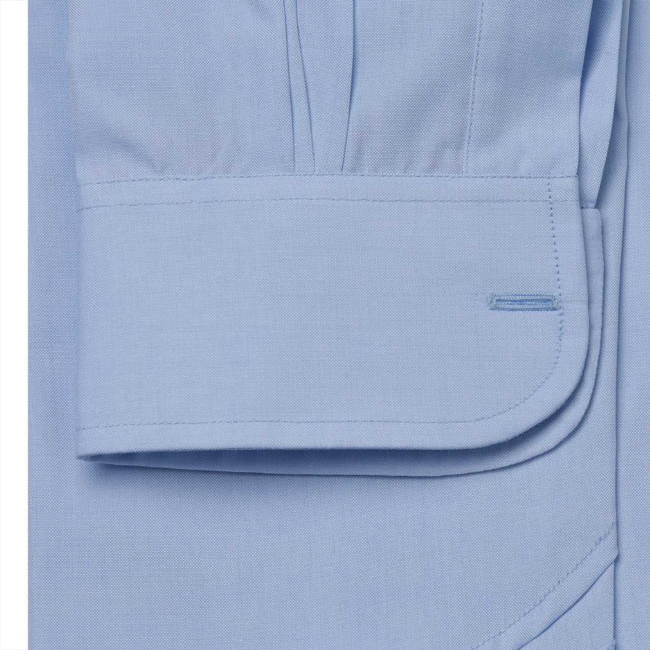 Classic Fit Plain Pinpoint Oxford Button Cuff Shirt in Sky Blue - Image 3