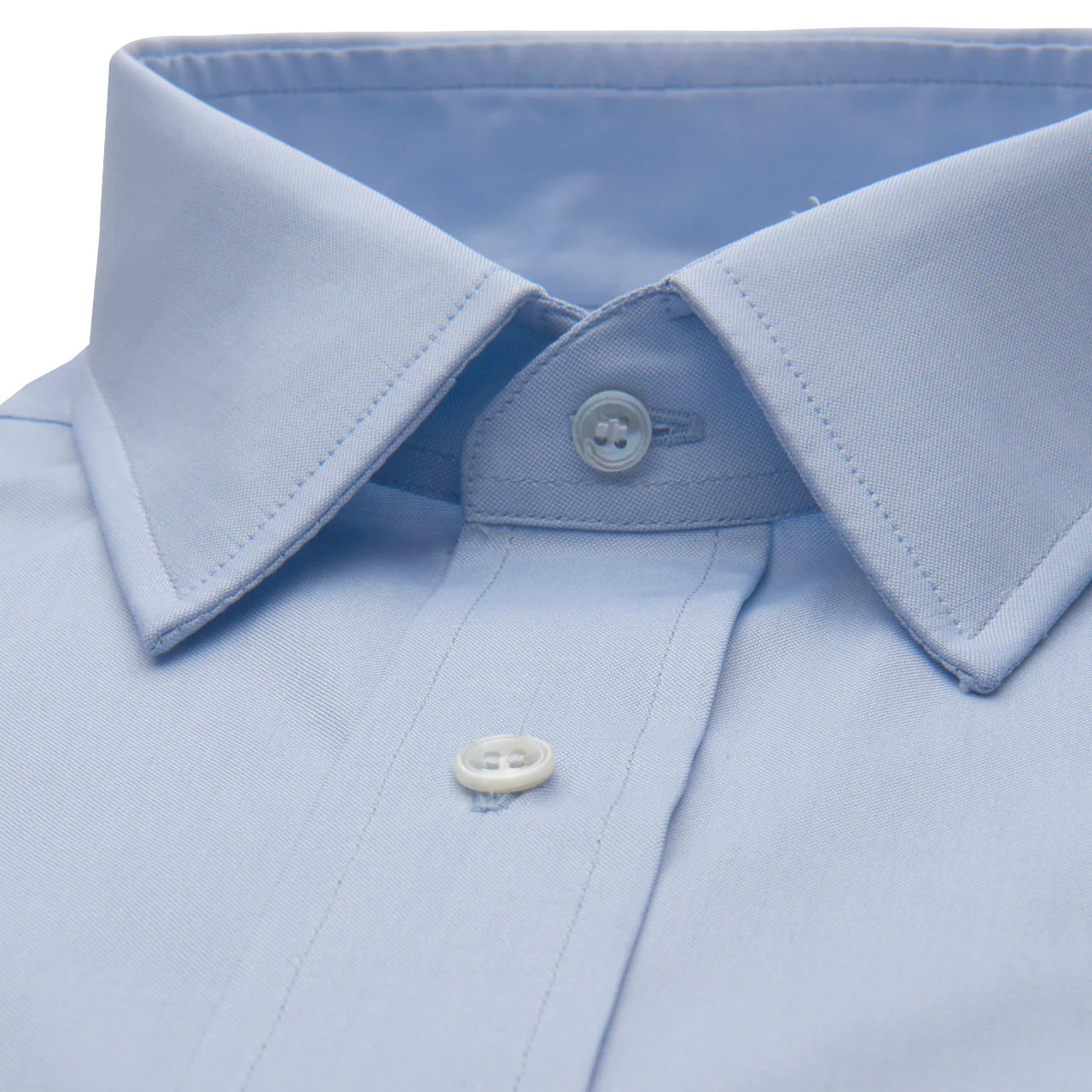 Classic Fit Plain Pinpoint Oxford Button Cuff Shirt in Sky Blue - Image 4