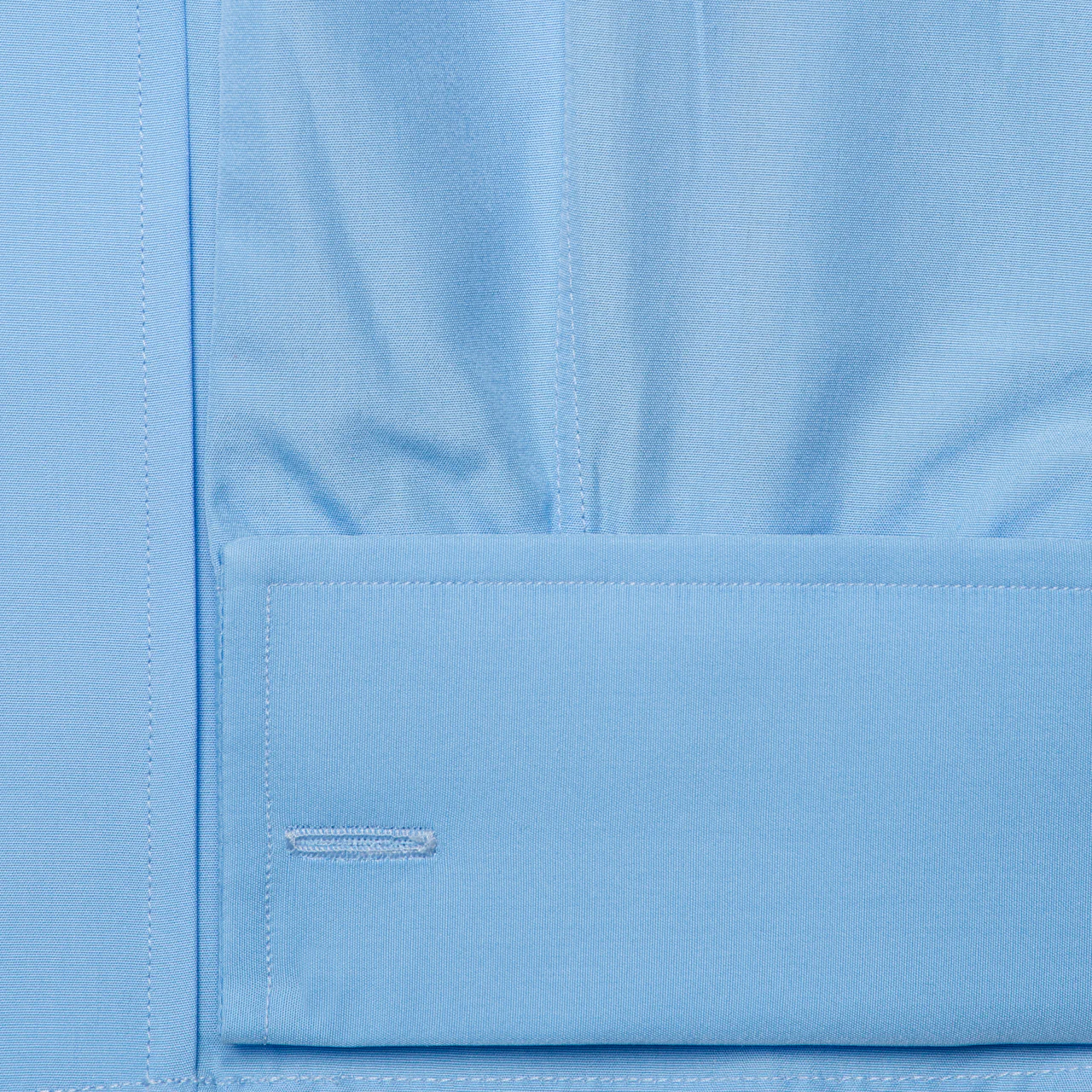 Classic Fit Swiss Poplin Double Cuff Shirt in Cornflower - Image 3