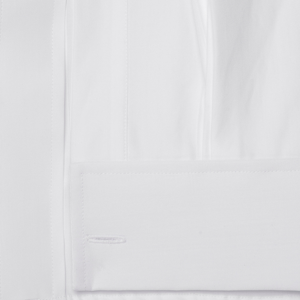 Classic Fit Swiss Poplin Double Cuff Shirt in White - Image 3