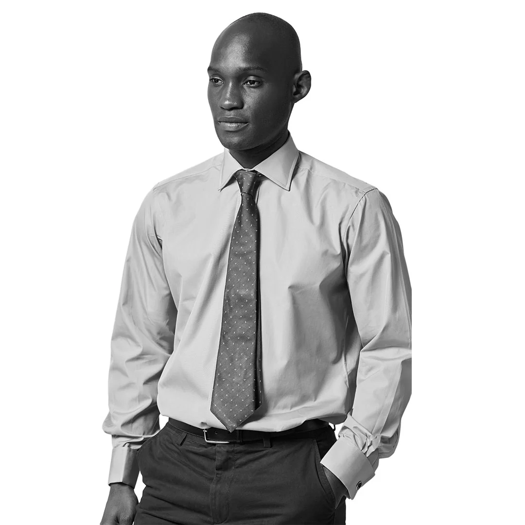 Classic Fit Swiss Poplin Double Cuff Shirt in White - Image 8