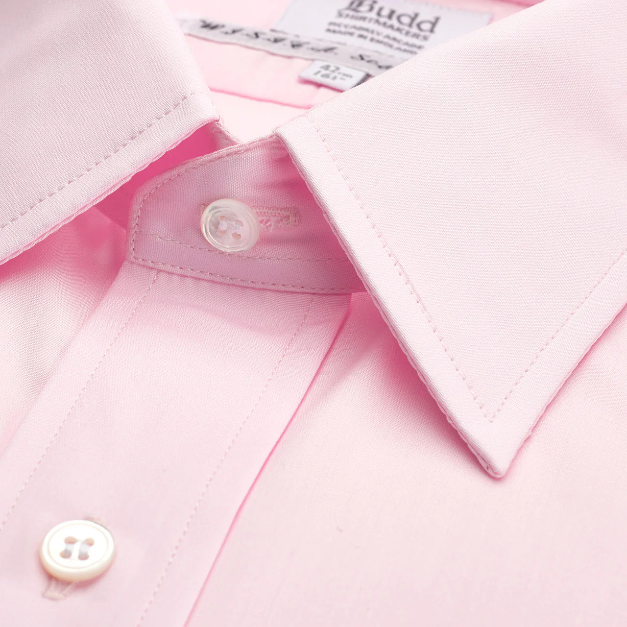 Classic Fit Plain Sea Island Cotton Double Cuff Shirt in Pink - Image 3